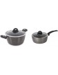 Tower Cerastone Induction Casserole Dish with Glass Lid Non Stick Ceramic Coating Easy to Clean Graphite 24 cm & Cerastone Induction Saucepan Non Stick Ceramic Coating Graphite 22 cm - B08S3T594DW
