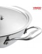 VINOD Extra Deep Platinum Tri Ply Kadai Wok Saucepan Induction Friendly Fry Pan for Home & Kitchen with Stainless Steel Lid 20cm 1.5 LTR - B0915M4645C