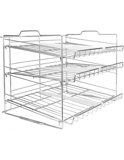 3 Tier Tin Can Rack | Kitchen & Pantry Cupboard Organiser | Canned Food & Tin Storage | Stainless Steel Wire Rack | 6 Divider Shelf Organisers | M&W - B082P5G1P9O