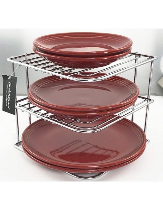 Buckingham 3 Tier Chrome Corner Plate Kitchen Cupboard Organiser Storage Rack Metal 22.5 cm - B0893GSCL9Q