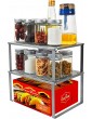 Cupboard Shelf Organiser Stackable Set of 2 Metal Kitchen Counter Spice Rack Expandable Storage Rack-Grey - B09CN728X5B