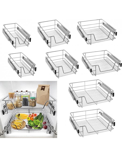 Froadp Pull-Out Chrome Wire Basket Under Shelf Storage Drawer Telescopic Shelving Slide Out Organiser Larder Base Unit in Various Sizes for Kitchen Bathroom Cabinet Cupboard 60cm 2pcs Set - B07SQTFVQ8A