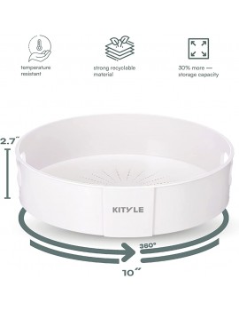 Kityle Lazy Susan Turntable Cupboard Organiser Multifunctional Non-Slip Spice Rack for Kitchen Storage and Organisation Fridge Bathroom and Makeup Organiser with 10" Diameter White - B09B9ZFC73Y