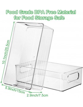 LOLYSIC 4PCS Fridge Storage Organisers 25.5 x 15 x 7.5 cm Fridge Storage Boxes with Handle Clear Fridge Storage Containers for Kitchen Pantry Cupboard - B09NY2YYS9N