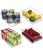 LOLYSIC 4PCS Fridge Storage Organisers 25.5 x 15 x 7.5 cm Fridge Storage Boxes with Handle Clear Fridge Storage Containers for Kitchen Pantry Cupboard - B09NY2YYS9N