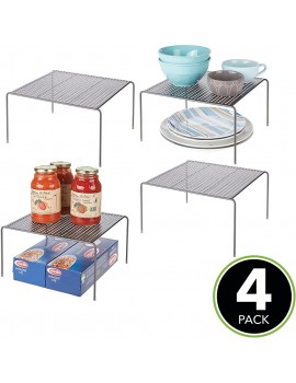 mDesign Free Standing Shelves – Practical Kitchen Storage for Cookware and Ingredients – Organiser for Kitchen Accessories – Set of 4 – Graphite Grey - B0876FTS3DS