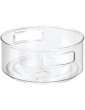 mDesign Lazy Susan Tray – Rotating Round Storage Container for Kitchen and Food Items – Ideal Cupboard Organiser for Condiments Spices and Small Utensils – Clear - B07SRDHHW1S