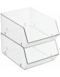 mDesign Long Storage Trays – Kitchen Tray Set for Storing Produce Cans Pasta and More – Freezer Pantry and Fridge Boxes – Set of 2 – Clear - B088ZTT6WPO