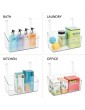 mDesign Over Door Storage Tray – Plastic Hanging Storage Box for Household Storage – Ideal Kitchen Cupboard Organiser Shelf – Clear - B07PXNZDDRY