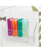 mDesign Over Door Storage Tray – Plastic Hanging Storage Box for Household Storage – Ideal Kitchen Cupboard Organiser Shelf – Clear - B07PXNZDDRY