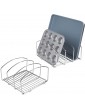 mDesign Set of 2 Kitchen Bakeware Organiser Chrome Plated Metal Baking Tray Rack and Cutting Board Holder Ideal Kitchen Storage Solution Silver - B071Y7FH6FE
