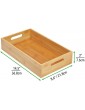 mDesign Set of 2 Kitchen Storage Box – Open-Top Bamboo Storage Tray with Handles – Ideal for Use as a Cupboard Organiser or on The Shelf – 36.8 cm x 21.8 cm x 7.6 cm – Natural - B07QM364CYN