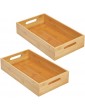 mDesign Set of 2 Kitchen Storage Box – Open-Top Bamboo Storage Tray with Handles – Ideal for Use as a Cupboard Organiser or on The Shelf – 36.8 cm x 21.8 cm x 7.6 cm – Natural - B07QM364CYN