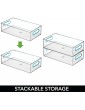 mDesign Set of 2 Plastic Storage Box – Deep Open-Top Refrigerator Storage Tray with Handle – Use as Fridge Tray Shelf Box or for Cupboard Storage – Clear Blue - B07N36Y6MKB