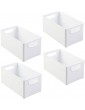 mDesign Set of 4 Plastic Storage Box – Deep Open-Top Refrigerator Storage Tray with Handle – Use as Fridge Tray Shelf Box or for Cupboard Storage – White - B08668B6WCW