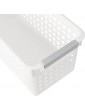 MUKLEI 6 Pack 11.5x5.3x5 Inch White Plastic Storage Baskets with Handles Stackable Kitchen Cupboard Organiser Basket Small Rectangular Shelf Baskets for Desktop Cupboard Pantry - B09PRNFDF2R