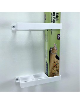Tin Foil Cling Film Grease Proof Paper Mount Bracket Holder Organiser for Kitchen Cupboard Storage Vertical Mount White - B08ZJJYXNYS
