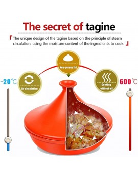 11" Large Cooking Tajine Moroccan Tagine Pot 28Cm Ceramic Cooker Pot with Cone Lid for Cooking and Stew Casserole Slow Cooker,Red - B09MJW4DFYA