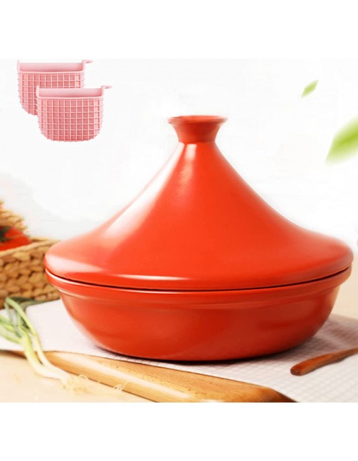 11 Large Cooking Tajine Moroccan Tagine Pot 28Cm Ceramic Cooker Pot with Cone Lid for Cooking and Stew Casserole Slow Cooker,Red - B09MJW4DFYA