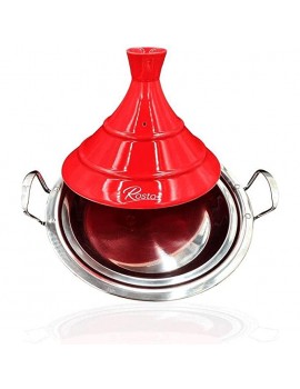 Rostos Moroccan Tagine Red Diameter 34 cm Ceramic Induction Tagin Days Garden Pot Cooking Pot Available in Three Sizes Casserole Pot Premium Quality Suitable for All Hobs and Oven - B0B1ZXW74BW