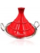 Rostos Moroccan Tagine Red Diameter 34 cm Ceramic Induction Tagin Days Garden Pot Cooking Pot Available in Three Sizes Casserole Pot Premium Quality Suitable for All Hobs and Oven - B0B1ZXW74BW