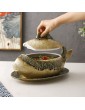 Ceramic casserole set casserole with lid and lid restaurant soup tureen soup tureen heat resistant saucepan retro clay pot for fish soup yellow 40x19.5cm 16x8in - B097913J95F