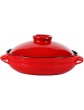 CGgJT Ceramic Casserole Ceramic Stockpot with Red Lid Heat Resistant Hot Pot Clay Pots Soup Pot Oven Safe - B09XJW6WYPW
