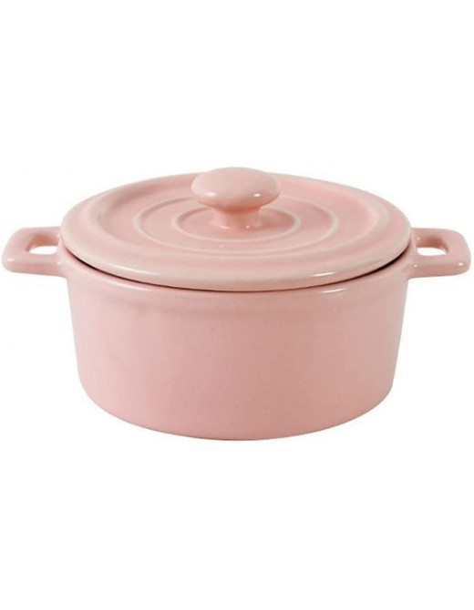 fikujap Ceramics Casserole Round Casserole Dish with Lid Stoneware Small Cocotte Heat-Resistant Stockpot Clay Soup Pot - B09374FW8TX