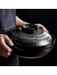SS&LL Household Donabe Japanese Stew Pot,Nonstick Brushstroke Ceramic Casserole,Clay Rice Cooker Pot,Casserole,Hot Pot,Clay Pot,Nutritious Saucepan-Black 32x15.5cm13x6inch - B092JJ6FRFK