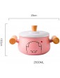 Stone Ware Round Mini Bakeware Set with Lids & Handles Casserole Cartoon Ceramic Casserole Cute Pig Stockpot Porridge Pot Nutritious Soup Pot - B09FLNL1Z8V