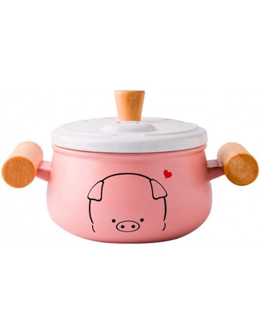 Stone Ware Round Mini Bakeware Set with Lids & Handles Casserole Cartoon Ceramic Casserole Cute Pig Stockpot Porridge Pot Nutritious Soup Pot - B09FLNL1Z8V