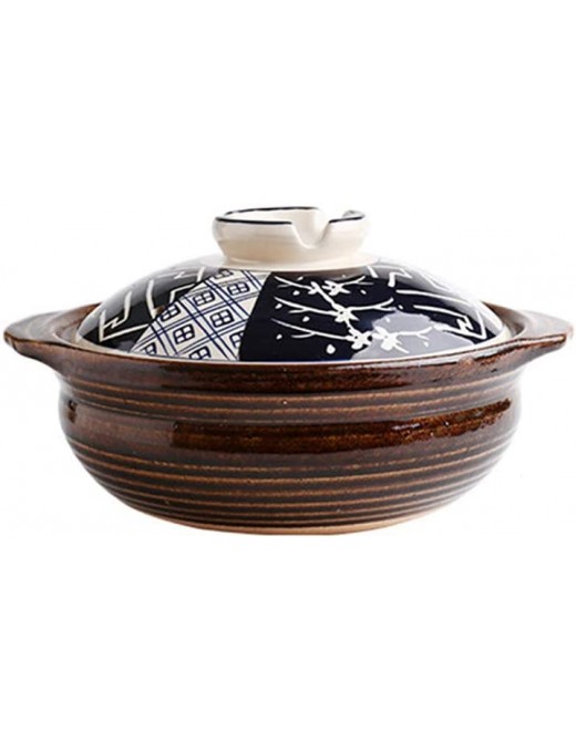 Terrines Casserole with Lids Japanese Style Simple Geometric Pattern Non-Stick Soup Pot Dedicated to Open Flame 4 Sizes Ceramic Pot for Household Use Color : Brown Size : 2L - B08ZCV2TJ9T