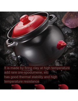 YISUPP Ceramic Stew Pot Hot Pot Soup Pot Cooking Clay Pot Oven Proof Casserole Dish with Lid Stockpot for Stew Soup Scratch Resistant,black-3.5L - B0B34NLYPSS