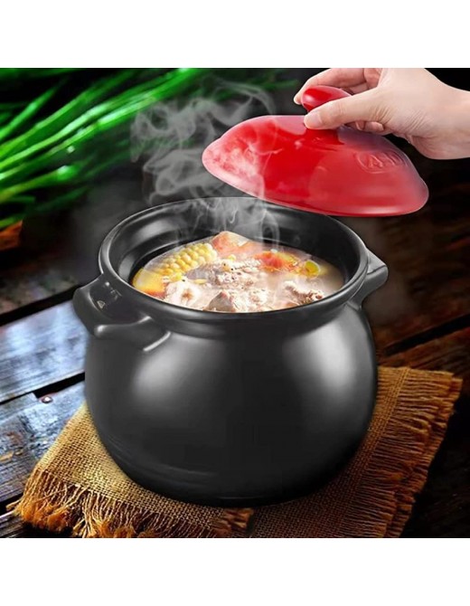 YISUPP Clay Pots for Cooking Soup Tureen Healthy Ceramic Cooking Pot Soup Tureen Terrines Oven Safe Cooking Pot with Handles,black-3.5L - B0B2WNLF2QZ