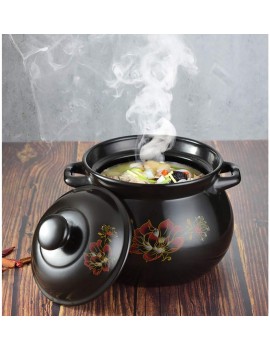 YYQQTT Flower Pattern Earthen Pot Clay Pot Soup Pot With Lid Heat-resistant Saucepan For Slow Cooking,ceramic Oval Casserole Dish - B09TR6M78XO